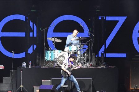 (L-R) Musicians Brian Bell, Patrick Wilson, Rivers Cuomo and Scott Shriner of the band Weezer perform onstage during the iHeartRadio ALTer Ego Show at The Forum on January 19, 2019 in Inglewood, California. (Photo by Scott Dudelson/Getty Images)