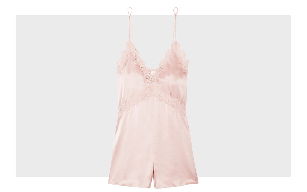 Demi Lace-Trimmed Silk-Charmeuse Playsuit Cami NYC Holiday 50/50