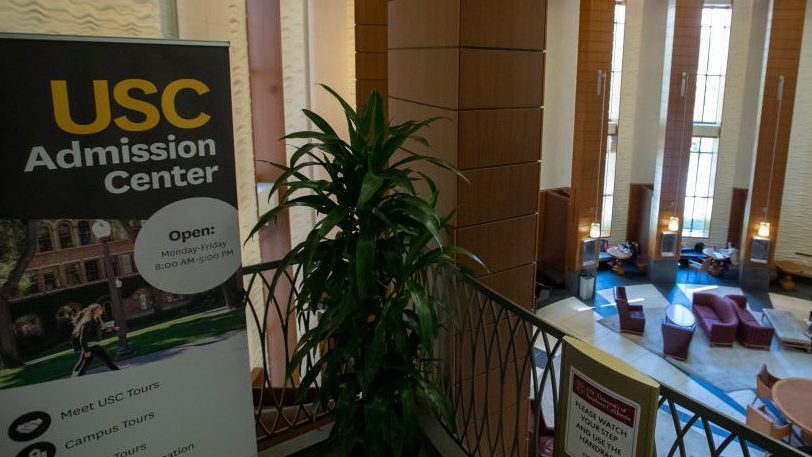 Entrance to the USC admissions center, which is at the center of a federal investigation into widespread bribery to admit children of the rich and powerful into elite universities. (Photo by Allen J. Schaben / Los Angeles Times via Getty Images)