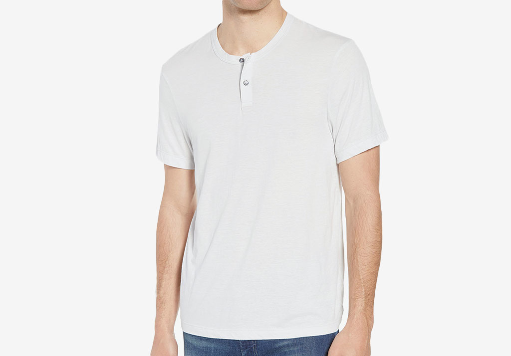 COTTON BLEND SHORT-SLEEVE HENLEY James Perse Cotton Freshen Up: Chivalry