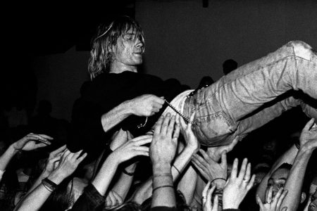 Nirvana singer Kurt Cobain performs in Frankfurt, Germany on November 12 1991. (Photo by Paul Bergen/Redferns)