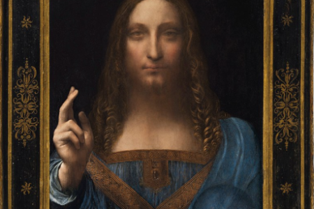 This painting, "Salvator Mundi," sold for a record $450 million in November 2017, but doubts about its authenticity have now been raised by the UK's National Gallery. (Photo credit: Creative Commons)