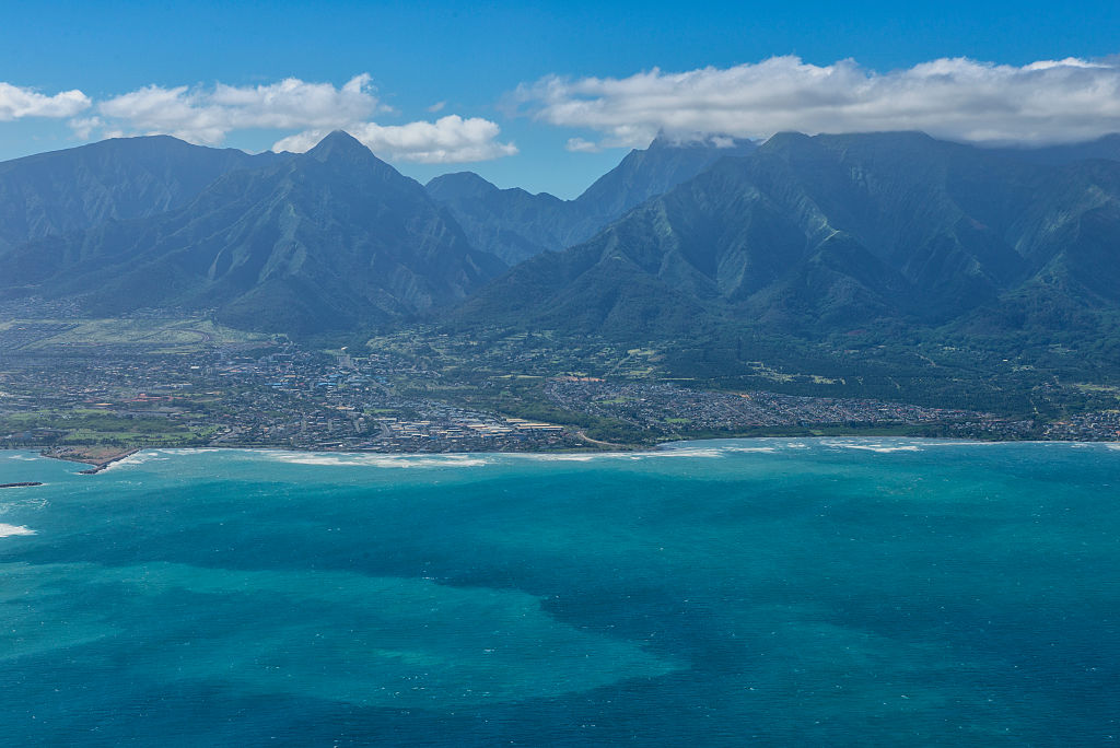 Aerial view of Maui, home to the Makawao Forest Reserve. (GettyImages)