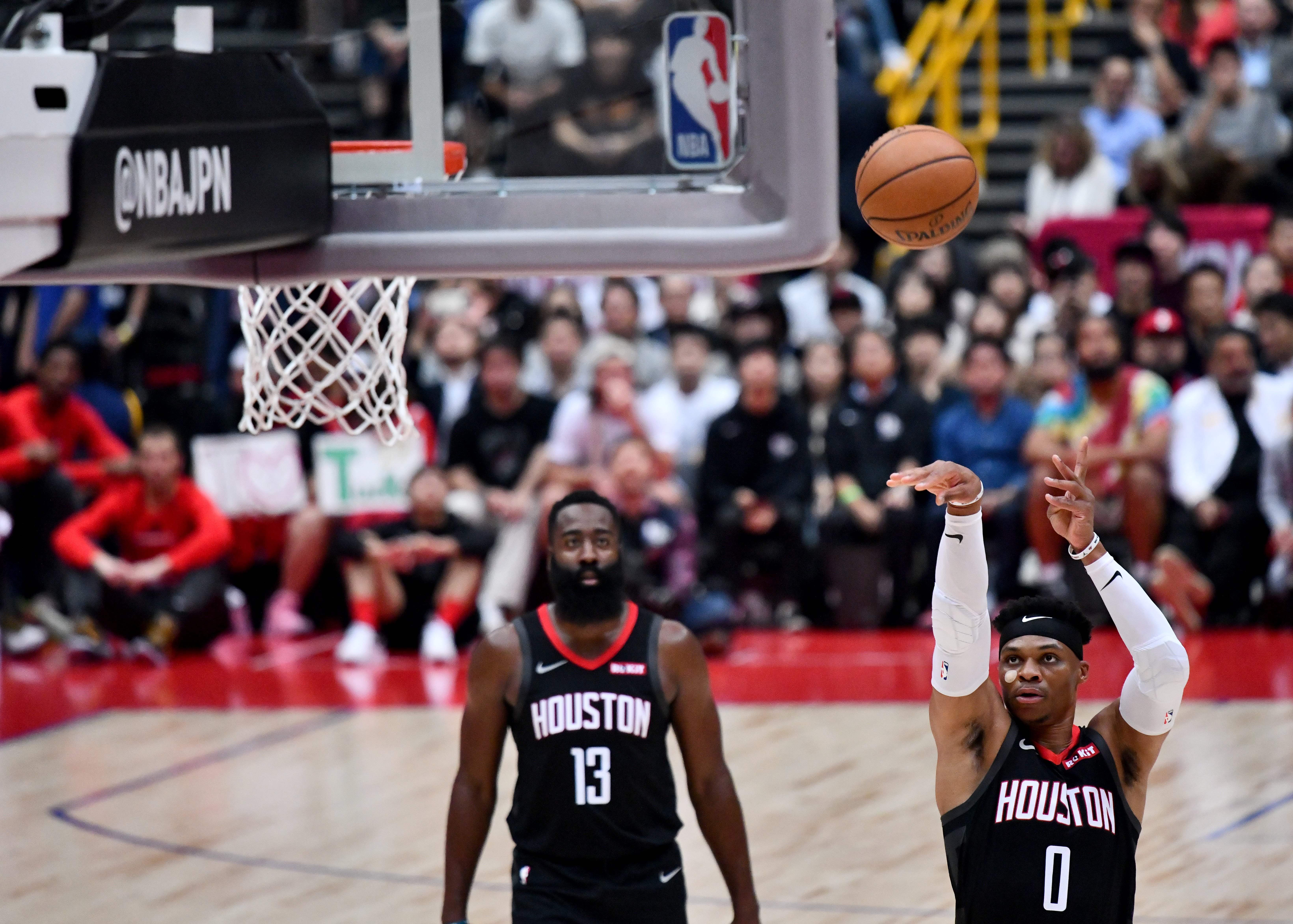 Russell Westbrook James Harden (Photo by TOSHIFUMI KITAMURA/AFP via Getty Images)