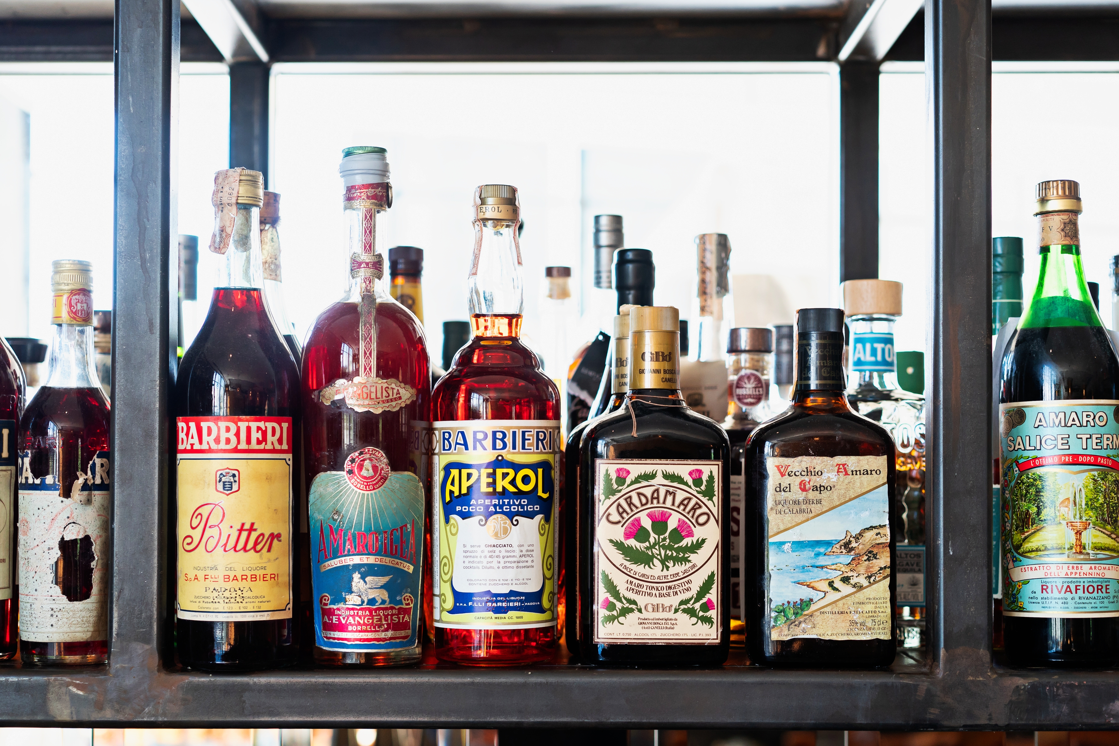 The amaro library at Officina. (Photo by Scott Suchman)