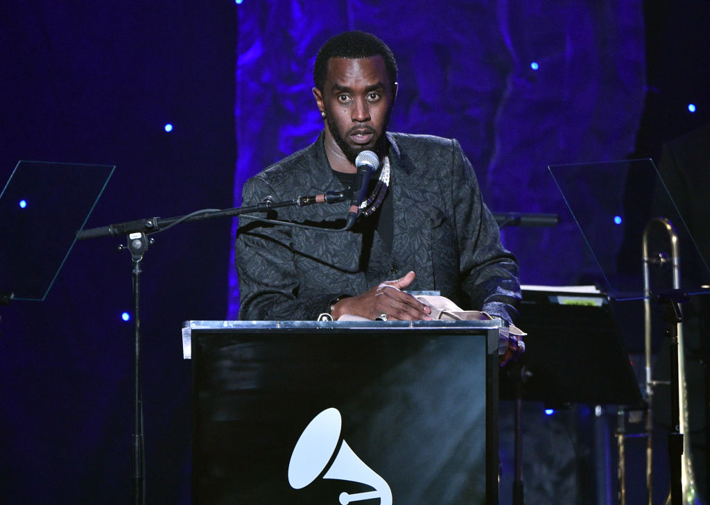 Sean "Diddy" Combs speaks at the Pre-Grammy Gala