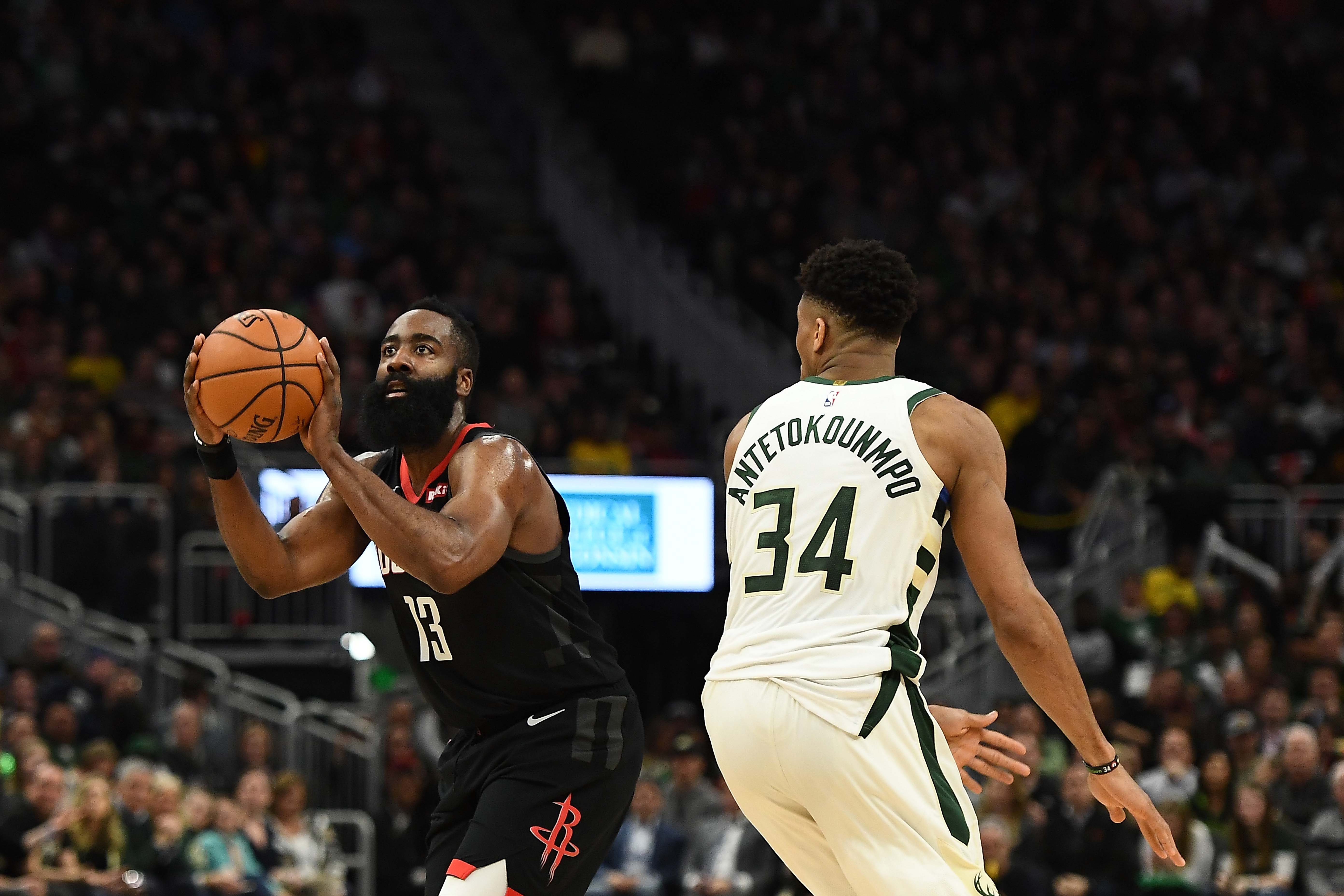 Giannis guards Harden