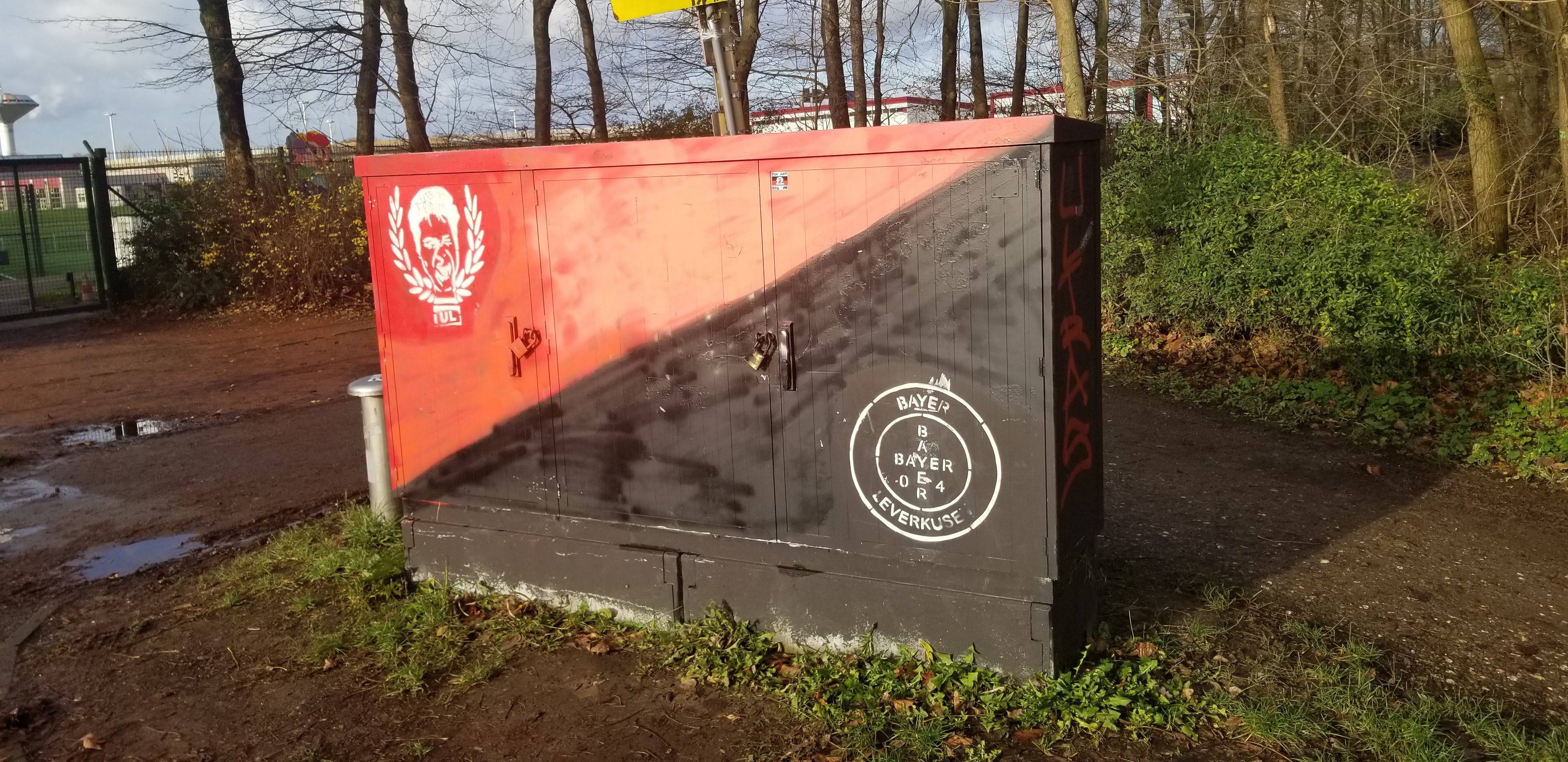 Utility box painted in team colors