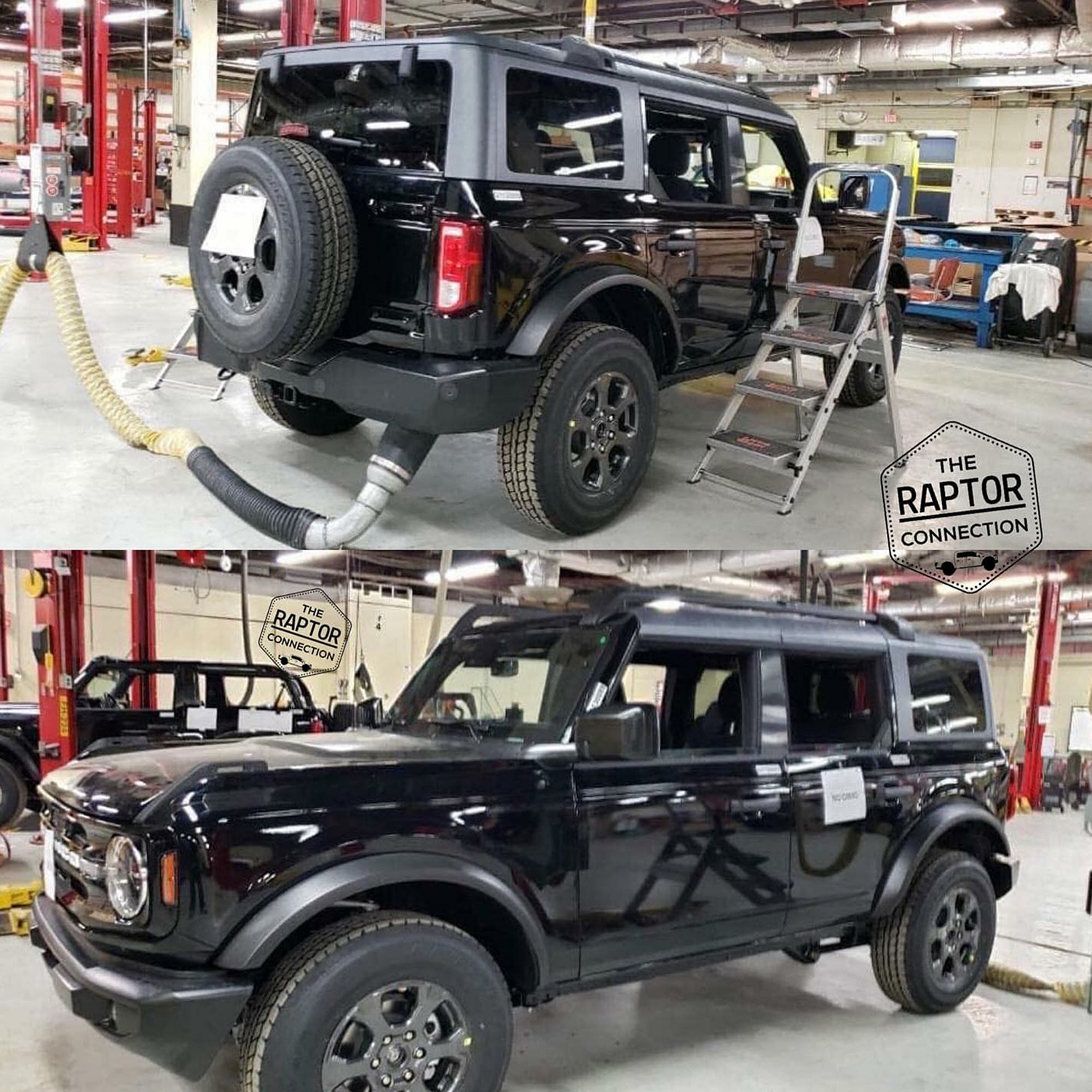 Black SUV front and back in the garage