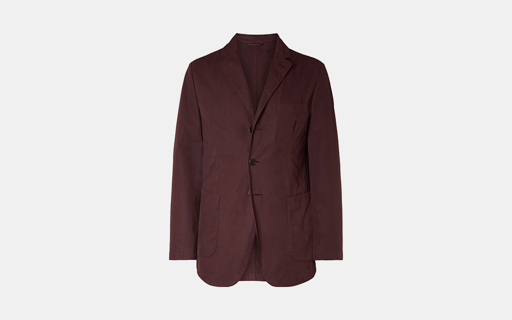 Aspesi Burgundy Slim-Fit Unstructured Garment-Dyed Cotton Blazer