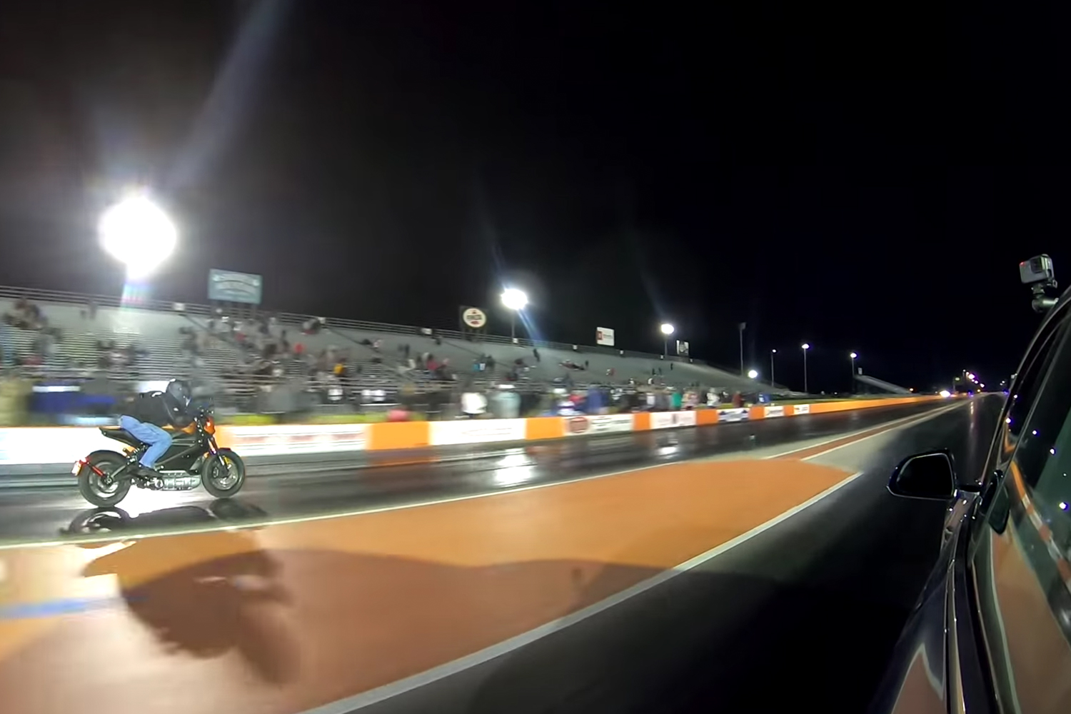 Harley-Davidson LiveWire electric motorcycle in a drag race