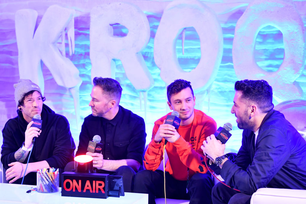 KROQ's Stryker & Klein hosts with members of Twenty One Pilots.