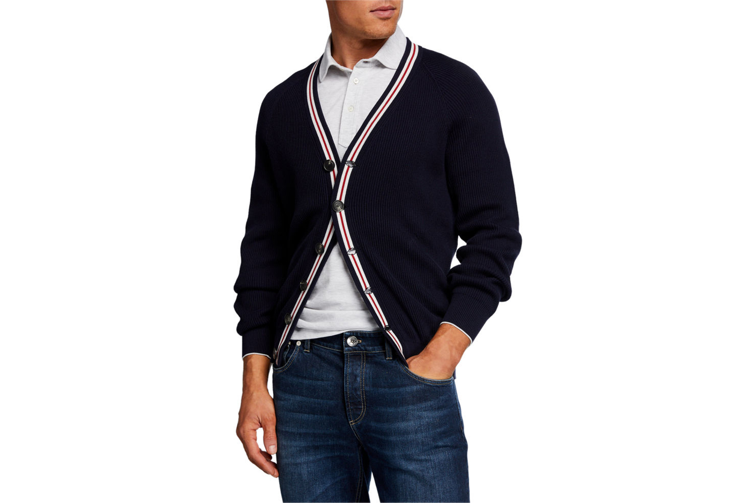 English Rib Button-Front Cardigan
Brunello Cucinelli