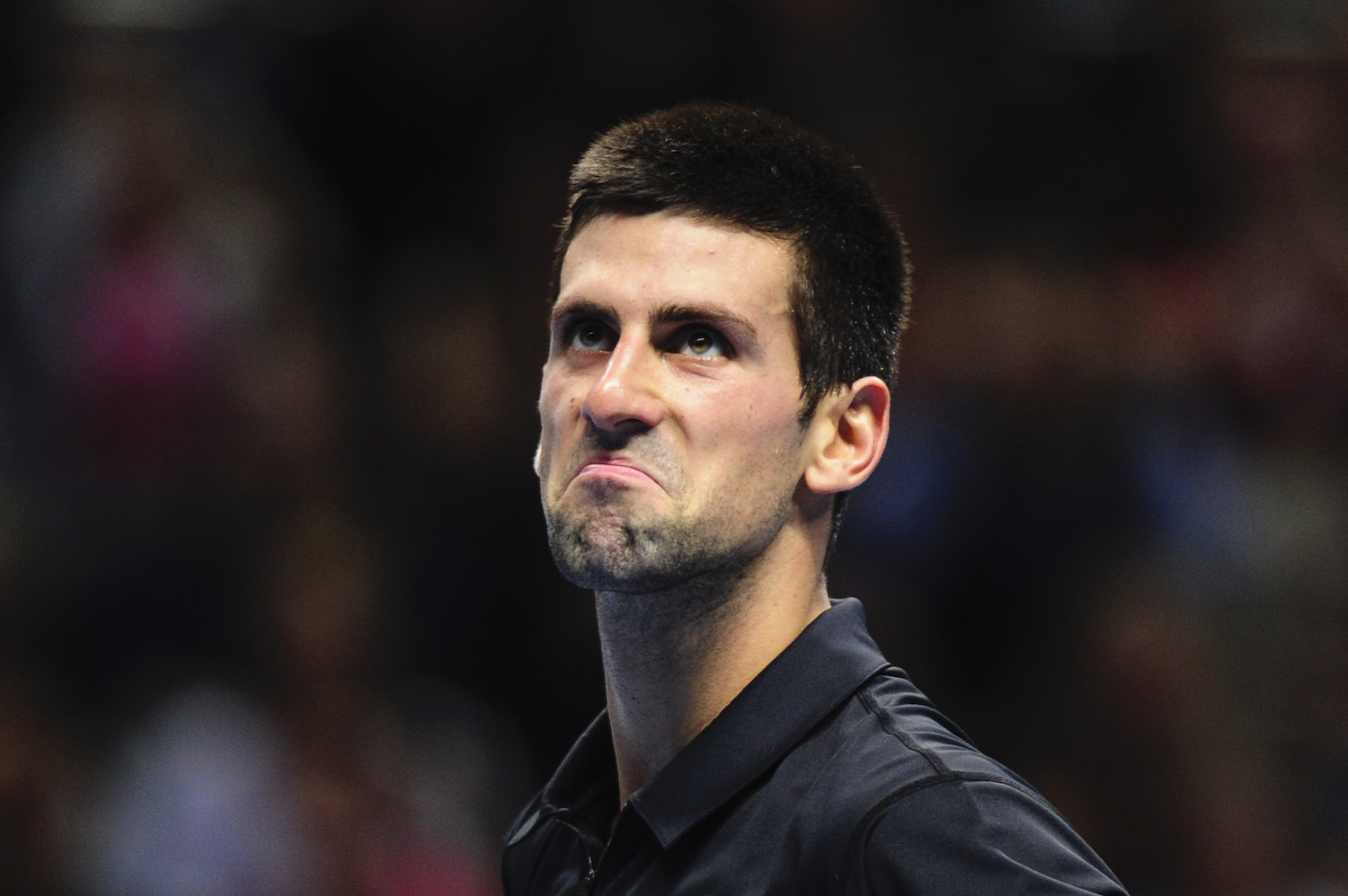 Novak Djokovic frowns