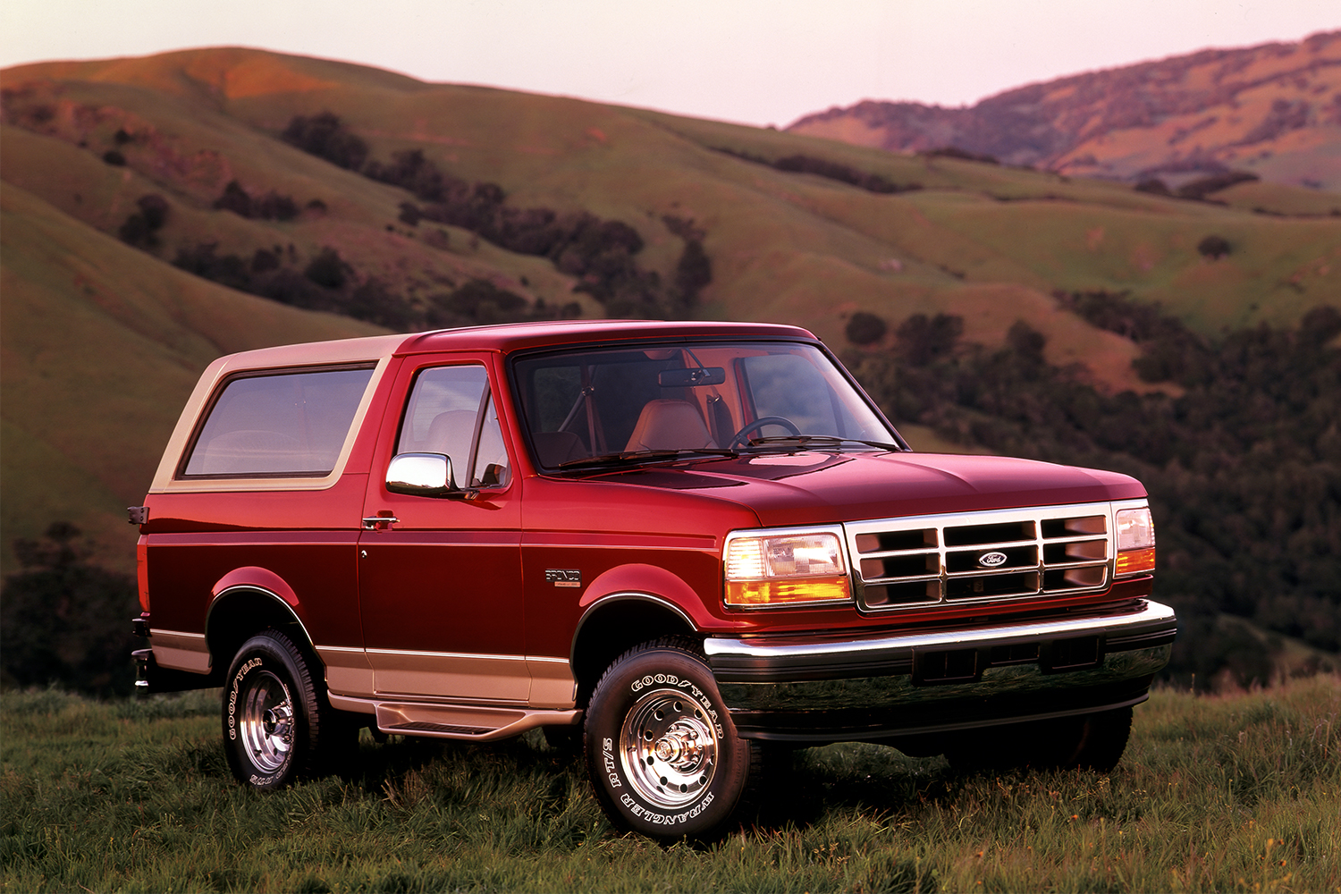 1996 Ford Bronco Eddie Bauer edition on a hillside