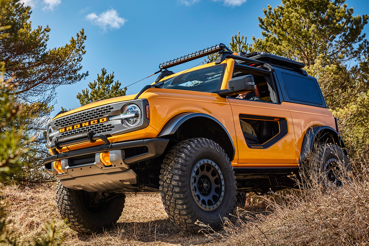 2021 Ford Bronco two-door in yellow