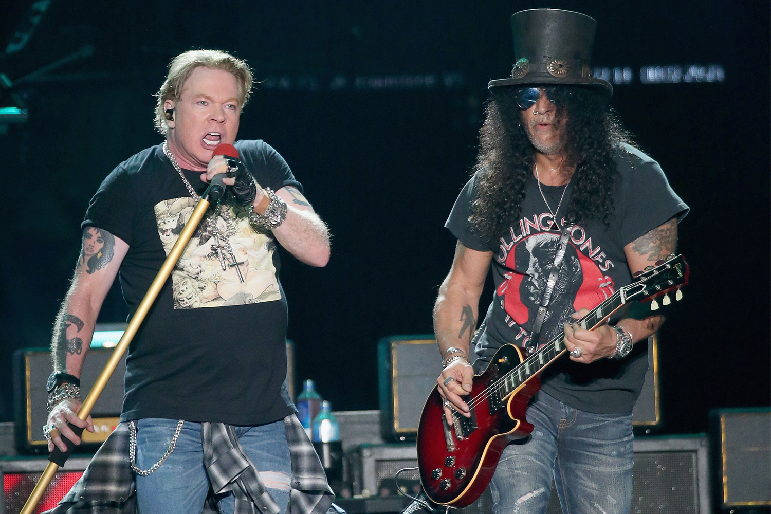 Axl Rose and Slash of Guns N' Roses perform in concert during weekend one of the 2019 ACL Fest at Zilker Park on October 4, 2019 in Austin, Texas