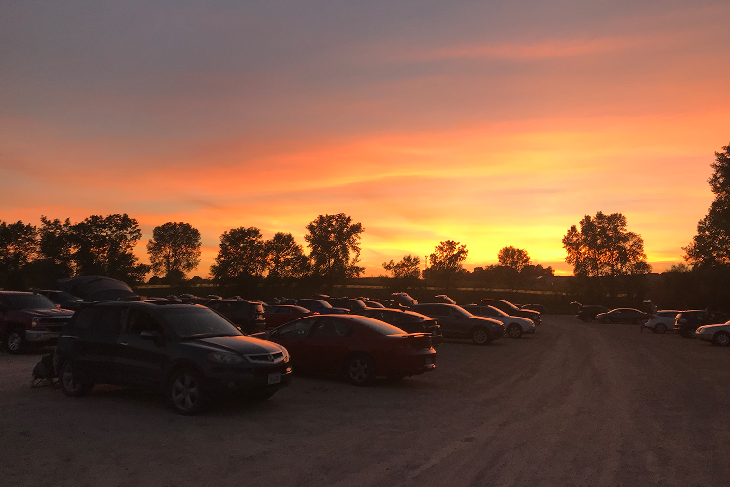 Sunset at the Vali-Hi Drive-In movie theater near Minneapolis, MN