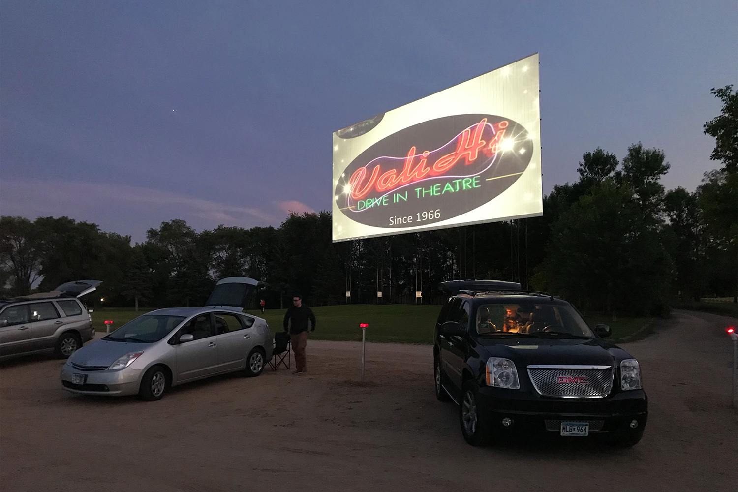 The movie screen at Vali-Hi Drive-In in Lake Elmo, Minnesota