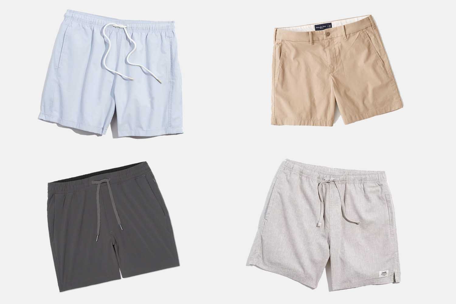 A collage of colorful shorts under 5" on a white background