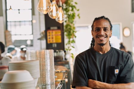 Elijah Bah of Nûrish in Prospect Heights, Brooklyn.