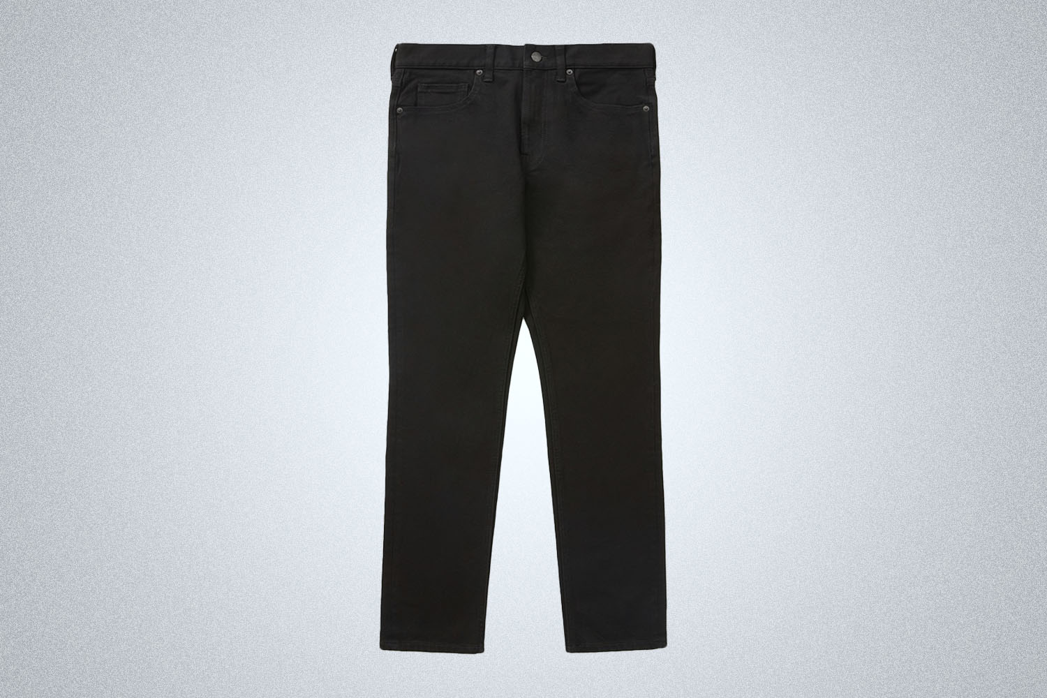 a pair of black organic denim jeans