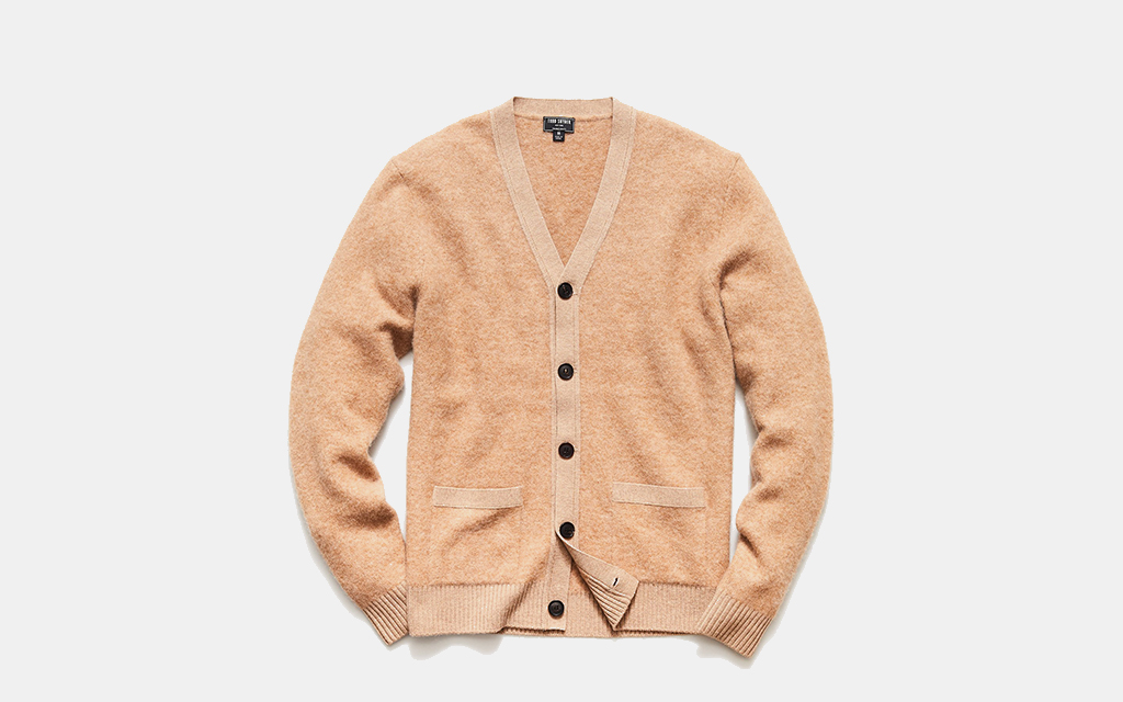 Todd Snyder Alpaca Cardigan in Camel