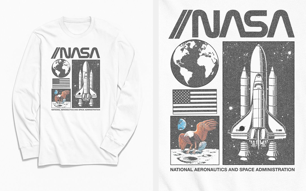 Urban Outfitters NASA Collage Panel Long Sleeve T-Shirt