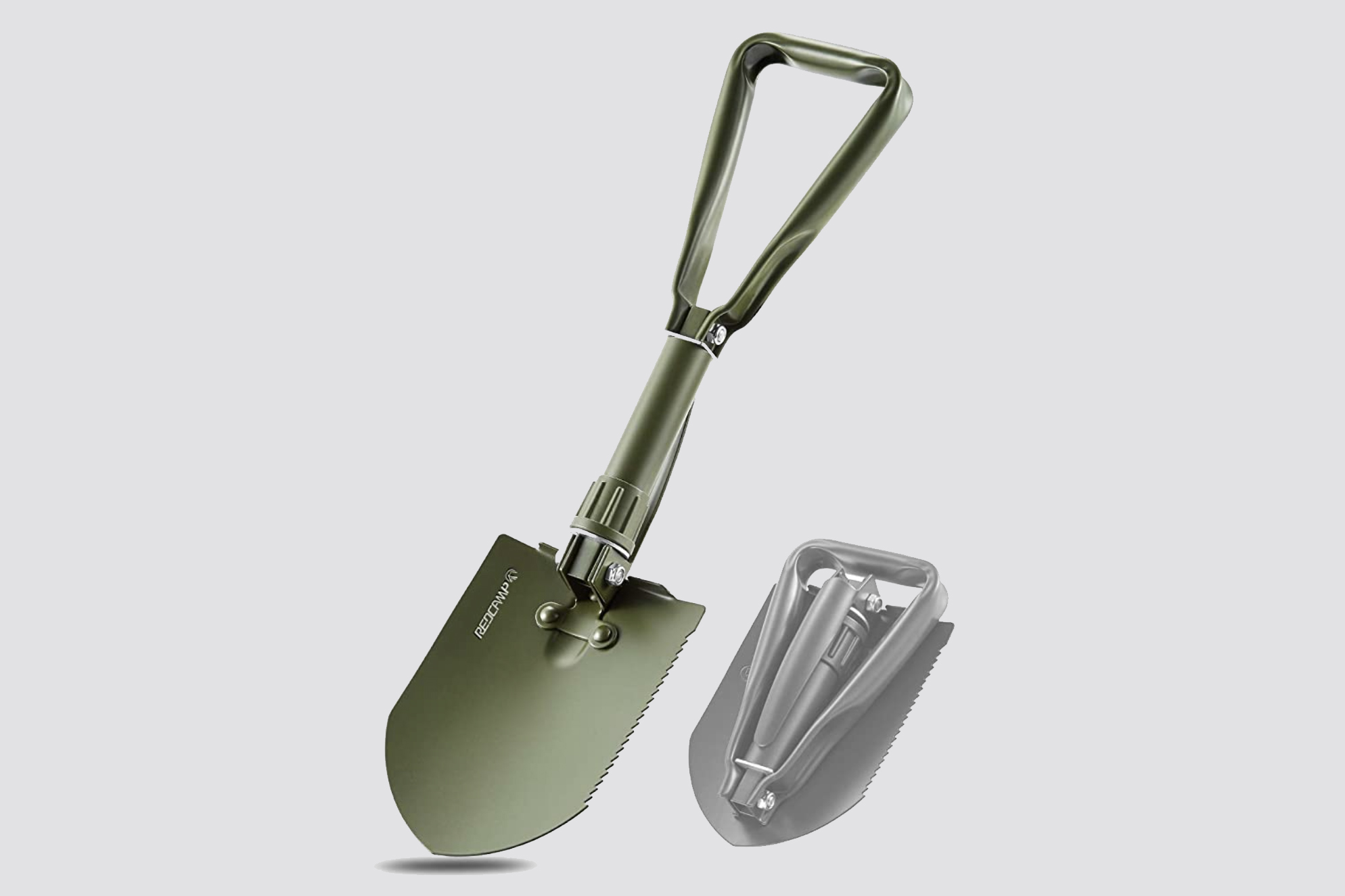 REDCAMP Military Folding Camping Shovel，High Carbon Steel Entrenching Tool Tri-fold Handle Shovel with Cover