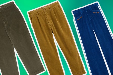 a collage of corduroy pants on a multi-colored background