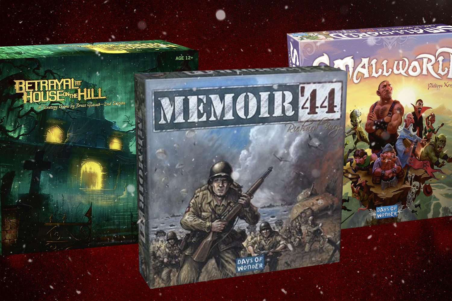 Betrayal, Memoir '44 and Small World board games