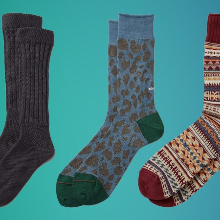 a collage of socks on a gree-grey background