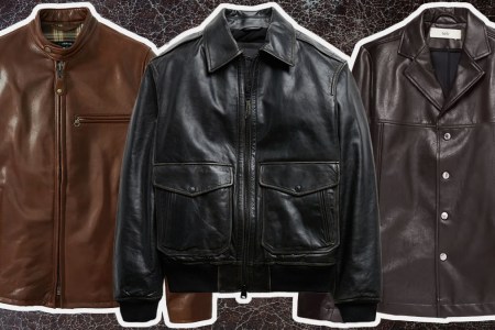 a collage of the best leather jackets on a leather background