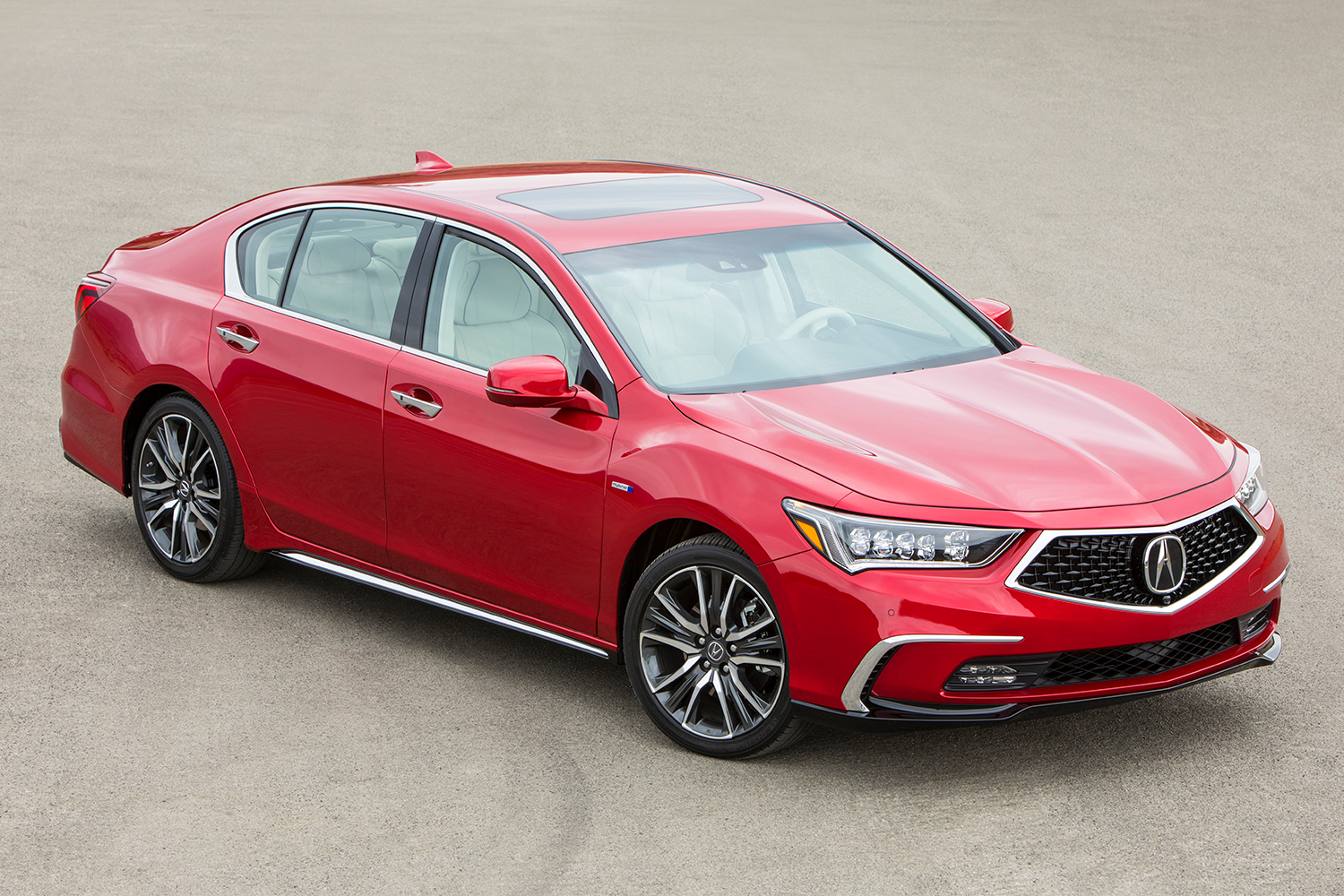 A red 2020 Acura RLX car sitting still