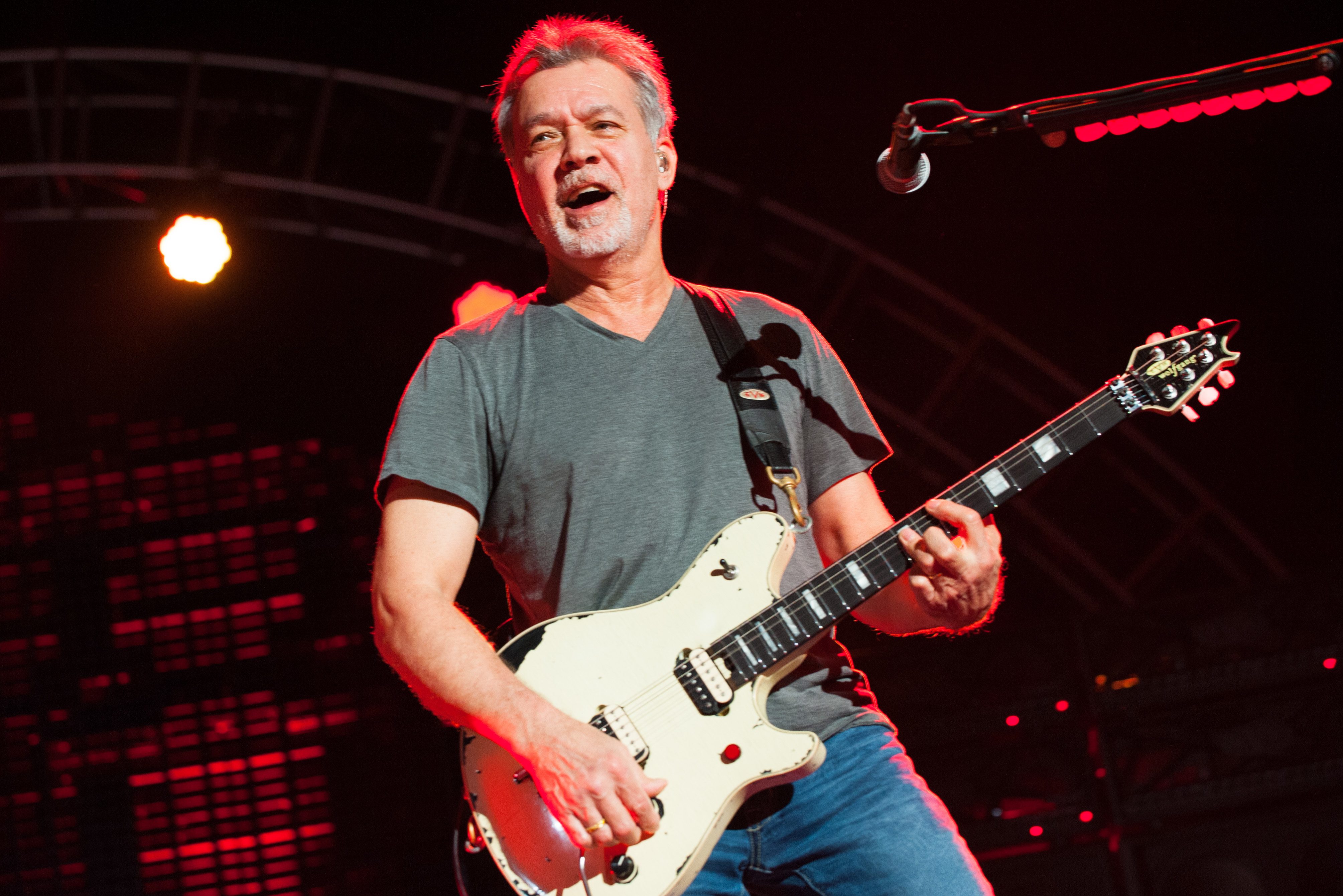 Eddie Van Halen of Van Halen performs at Perfect Vodka Amphitheatre in West Palm Beach, Florida