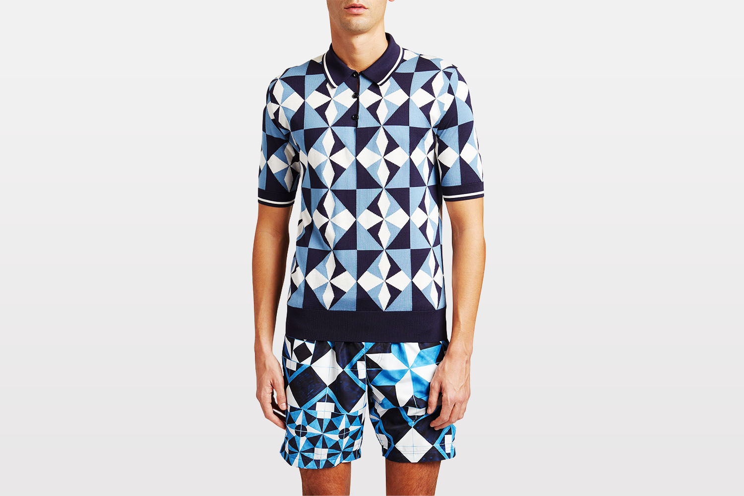 Dolce & Gabbana Allover Intarsia Polo Shirt from Neiman Marcus