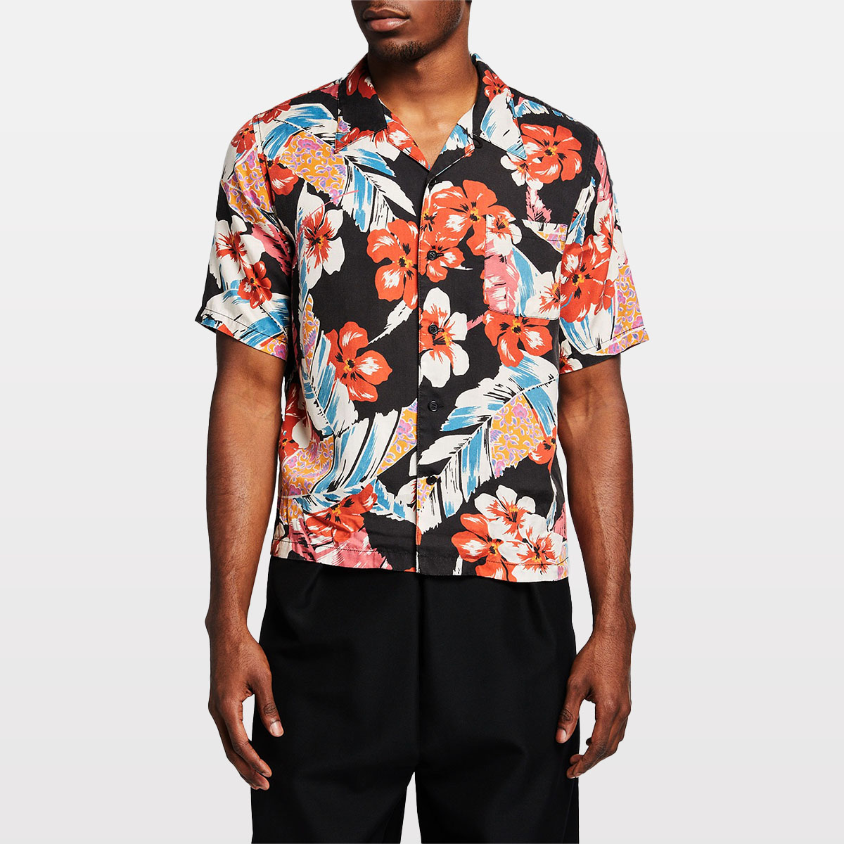 Saint Laurent Men's Hawaiian-Print Camp Shirt