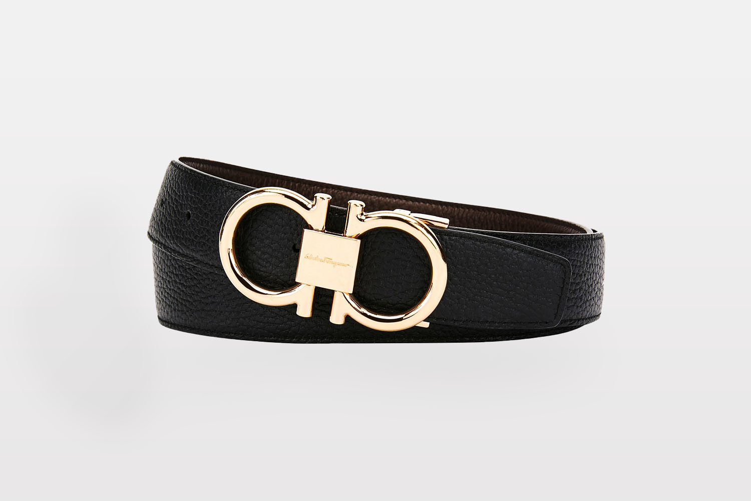 Salvatore Ferragamo Reversible Leather Belt With Rose-Tone Gancini Buckle from Neiman Marcus