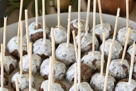 Venison meatballs with creamy dill sauce.