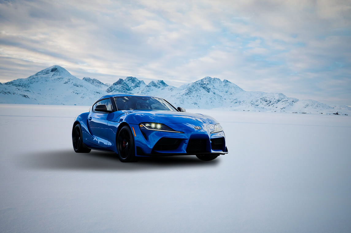 2021 Toyota Supra driving in winter