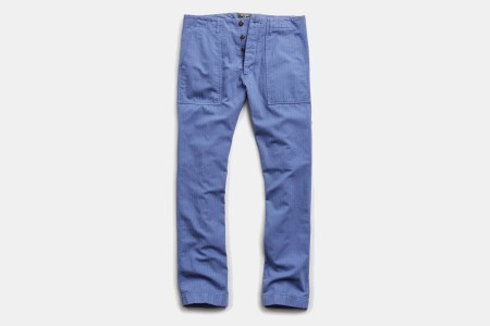 Todd Snyder Herringbone Camp Pant in French Blue