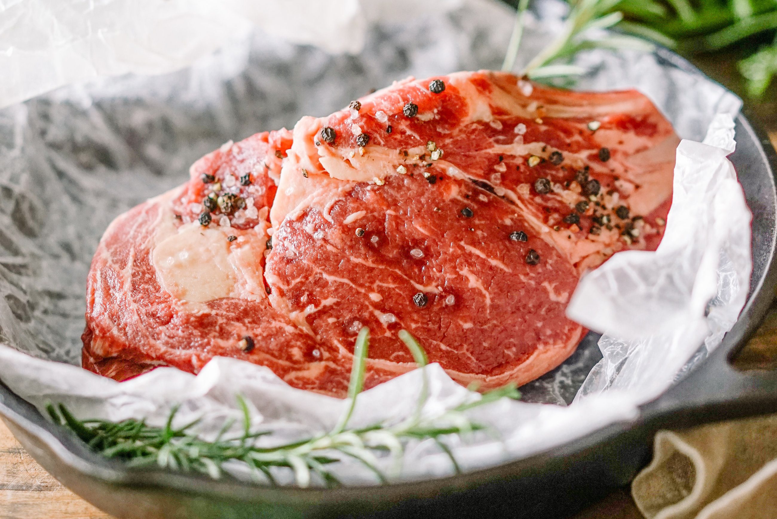 A ribeye of carrot-fed beef