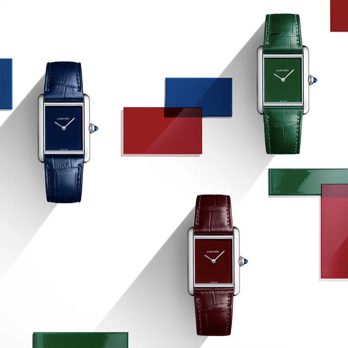 Cartier Must de Cartier Tank in Blue, Red and Green