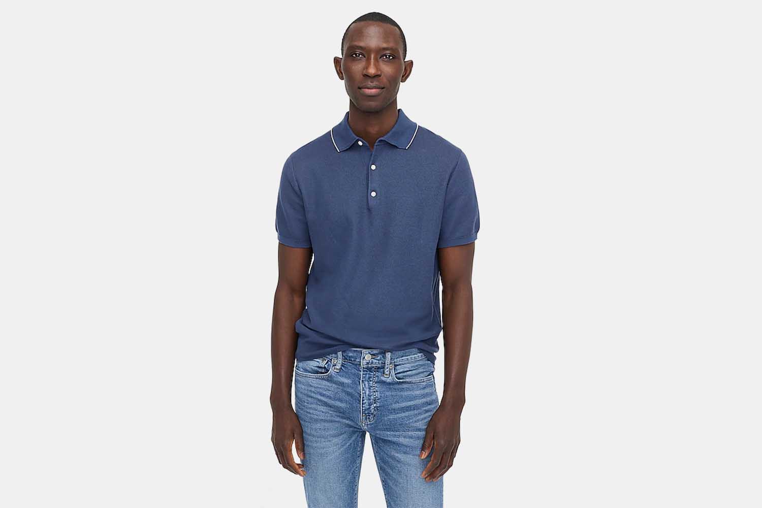 J.Crew Cotton-Silk Polo with Tipped Collar