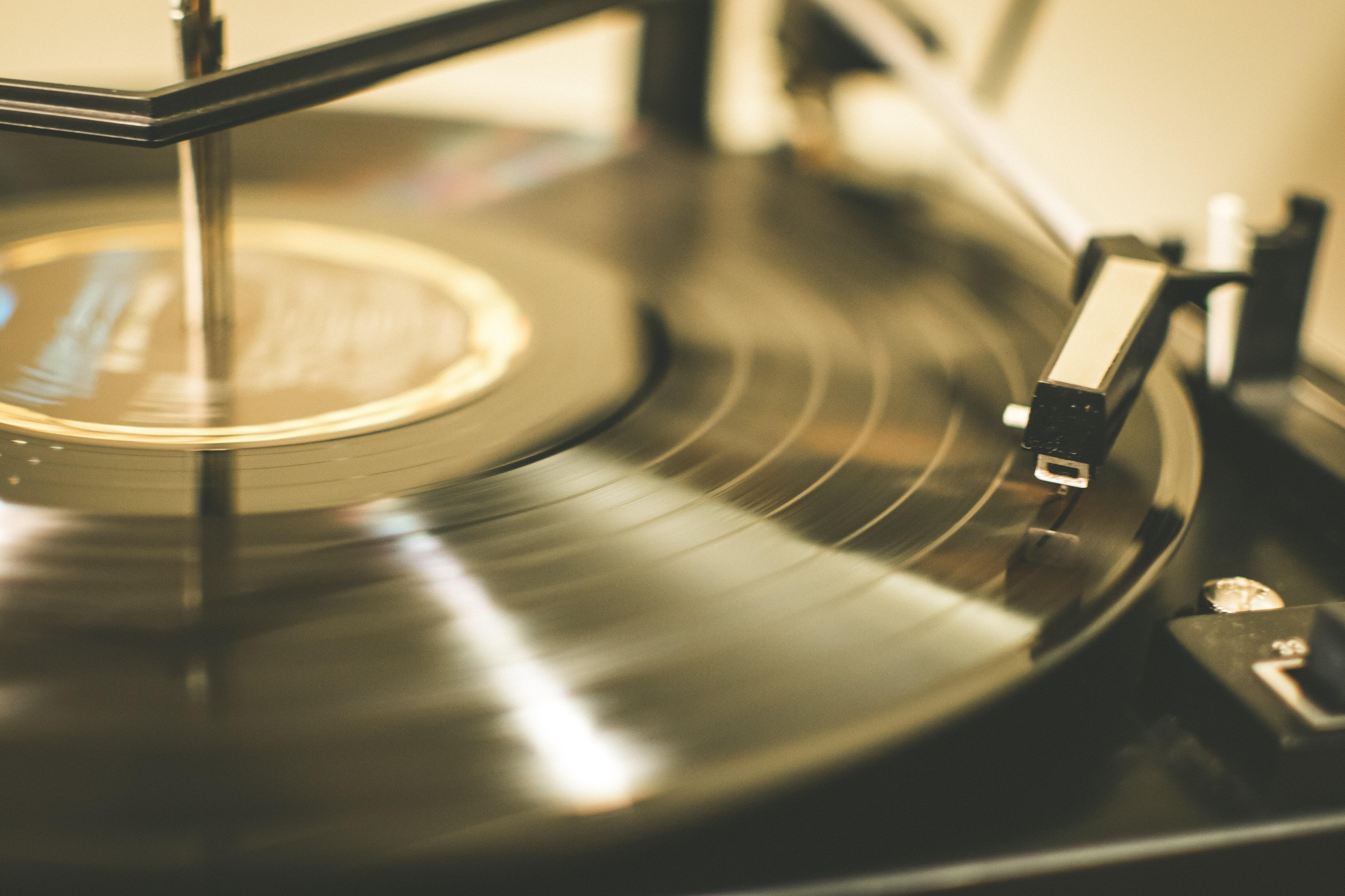 Vinyl record on turntable