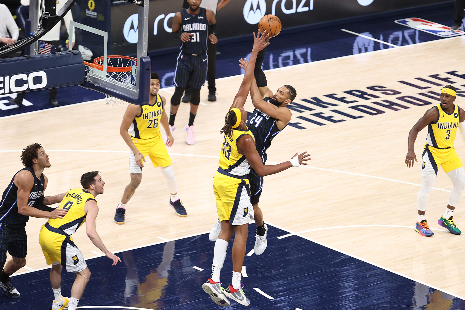 Khem Birch #24 of the Orlando Magic against the Indiana Pacers 