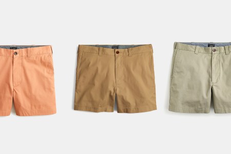 J.Crew 5" Chino Shorts in salmon, khaki and light green