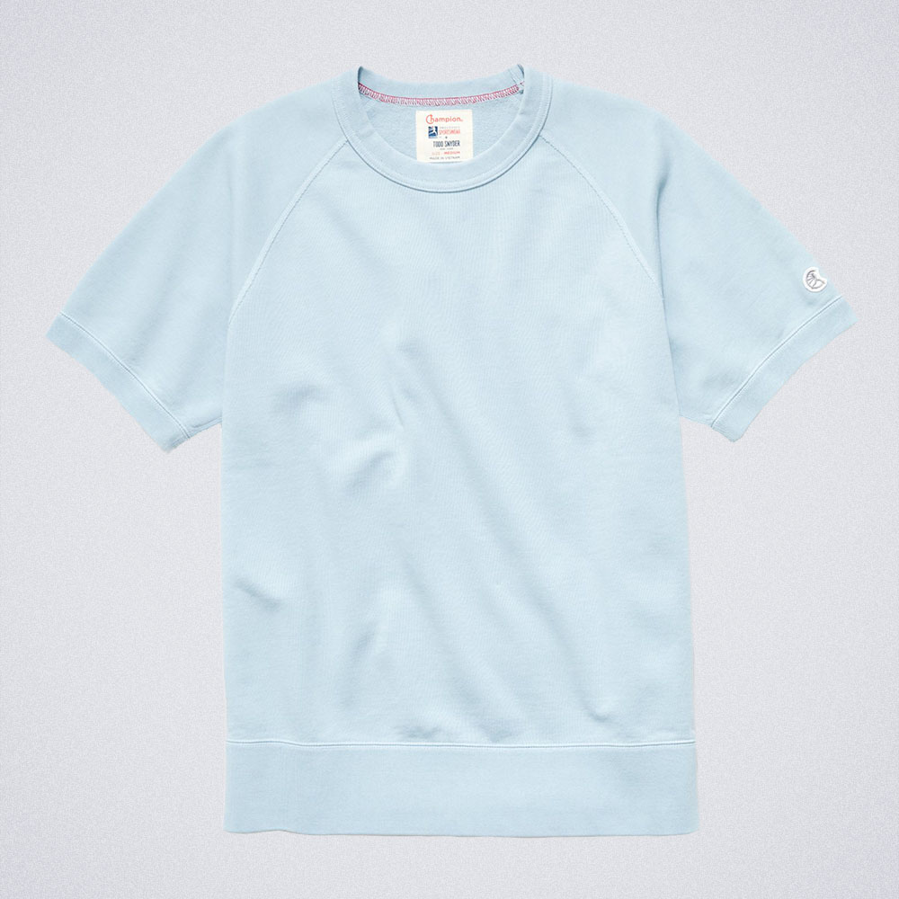 Todd Snyder Midweight Short Sleeve Sweatshirt in Powder Blue