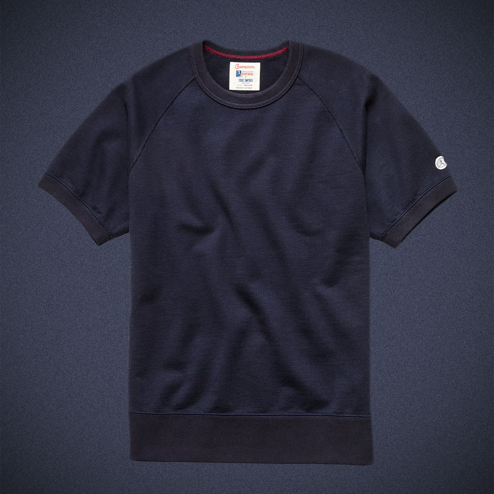 Todd Snyder Midweight Short Sleeve Sweatshirt in Original Navy