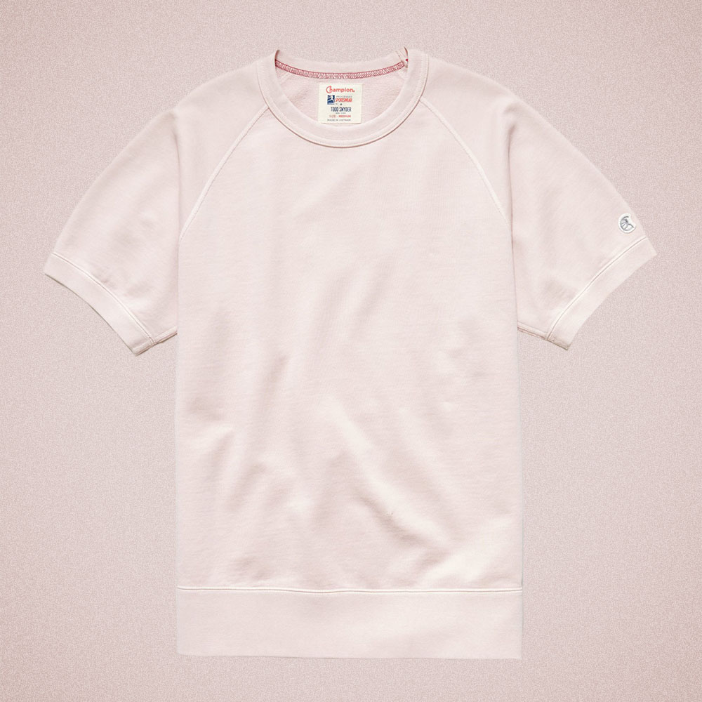 Todd Snyder Midweight Short Sleeve Sweatshirt in Pink Petal